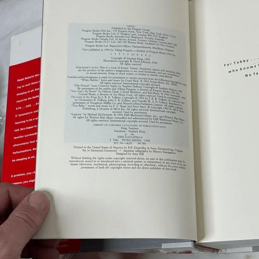Insomnia Stephen King Hardcover TRUE 1ST EDITION 1ST PRINT (1994)‎